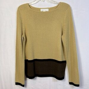 Chaus & Co Tan and Brown Sweater Size Small Soft like new crewneck